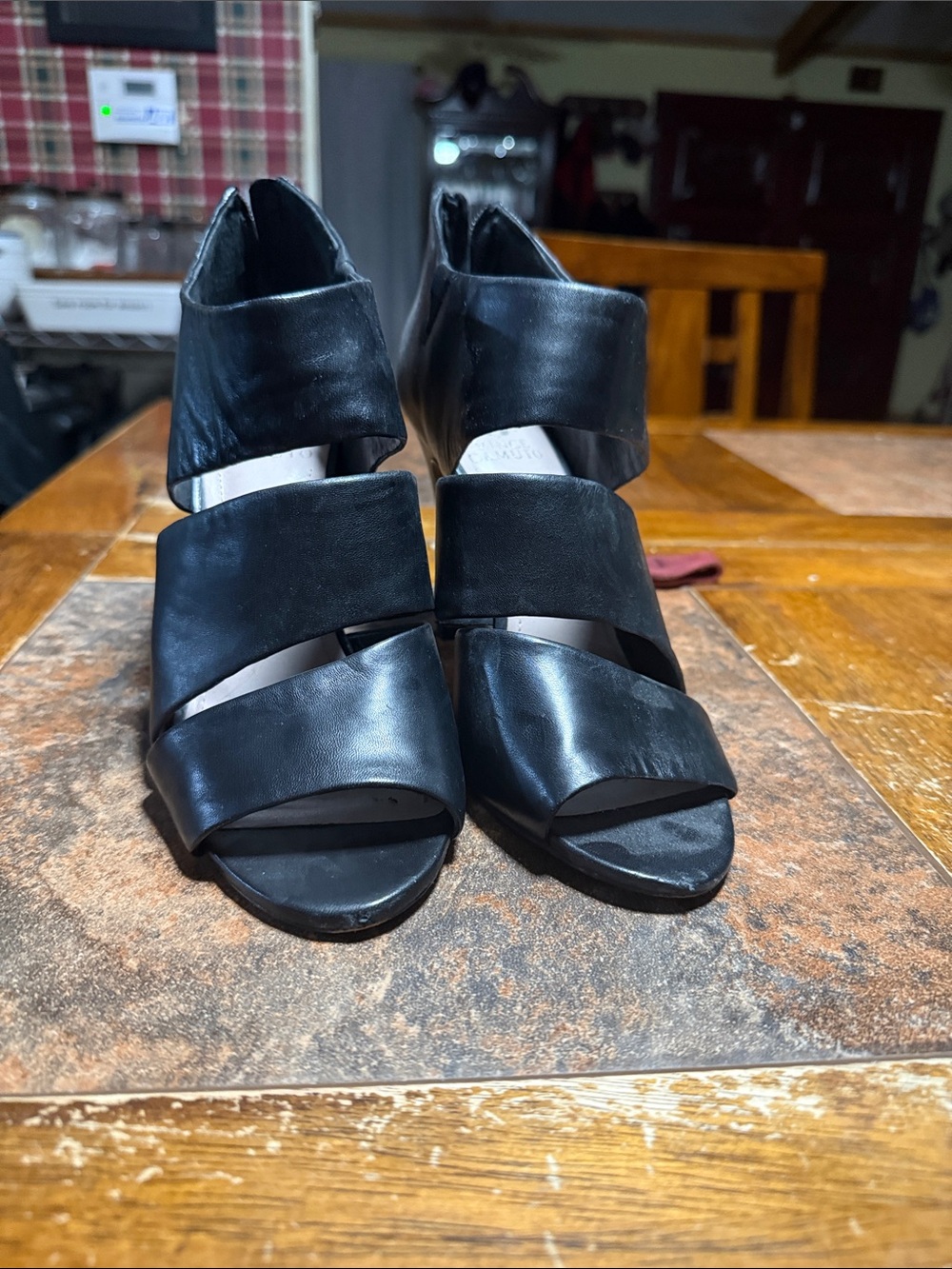 Vince Camuto Black Wrap Strappy Peep-Toe Heels sexy booties